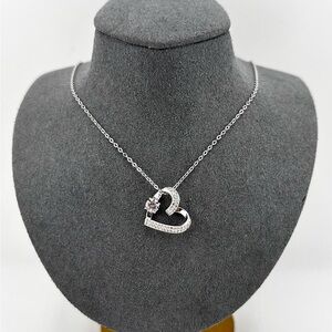 925 Solid Sterling Silver Luxury Heart Pendant Necklace